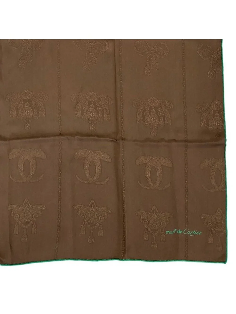 Cartier Must de Cartier Scarf Shawl Silk Brown Green